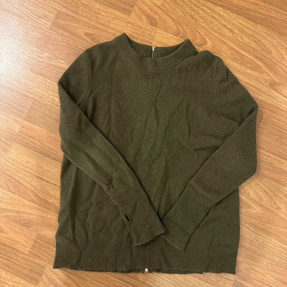 J Crew Italian cashmere sweater with zipper in back